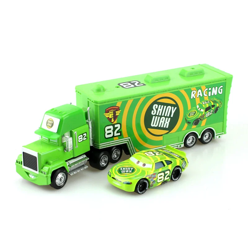 

Disney Pixar Cars 2Pcs No 82 Racing Mack Uncle Truck 1:55 Diecast Metal Alloy And Plastic Modle Toys Car Gifts For Children