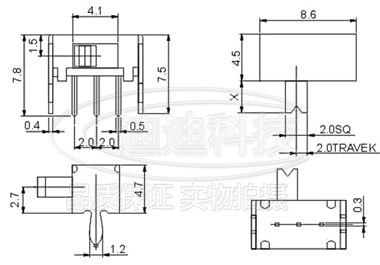 20 шт. SK12D07VG4 3 контактный PCB 2 позиционный 1P2T SPDT Миниатюрный переключатель слайдов с