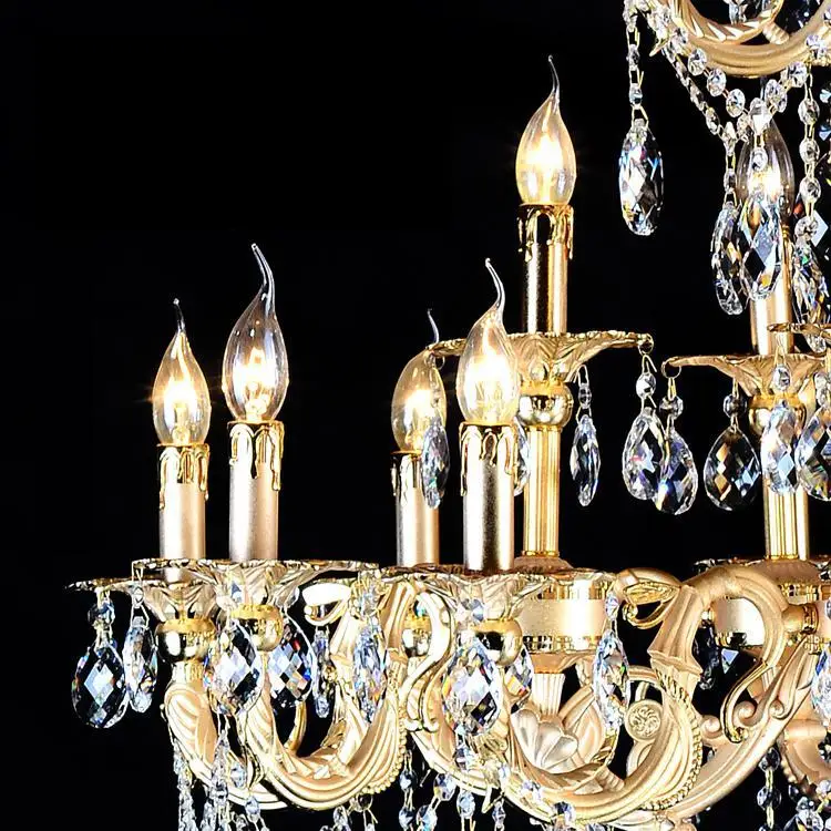 Hotel huge 24 Pcs Gold Chandelier Led candelabro church Chandeliers Long aluminum Hanging Lamp For Villa Banquet led lamparas | Лампы и
