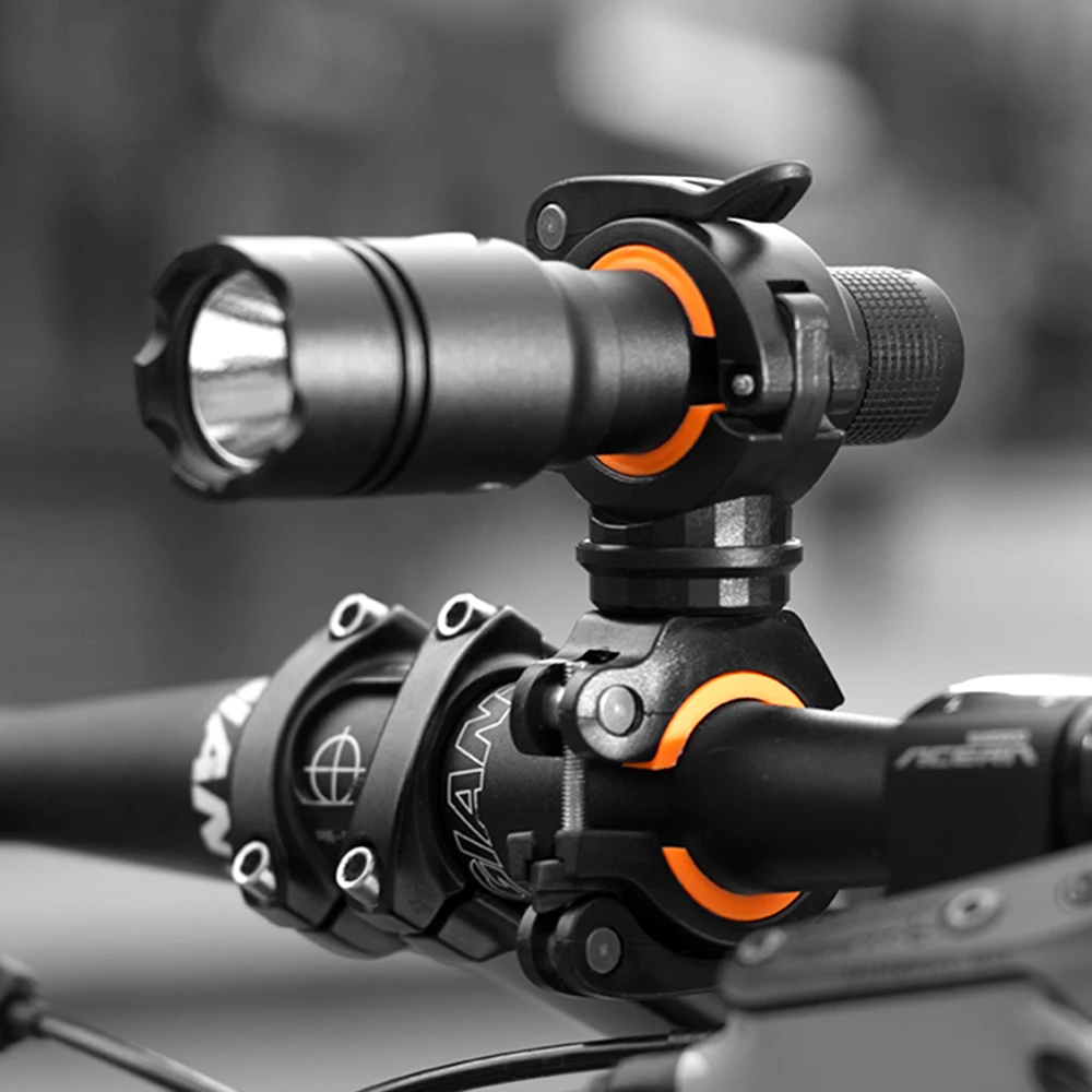 

360 Rotating Bike Light bracket clamp Torch Clip Flashlight clip Two-way clipwith non-slip rubber gasket Bicycle spare parts