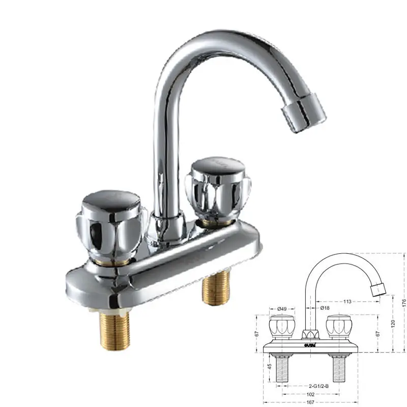 100% Новый Два Отверстия/Ручки Хром Бассейновых Ванной смеситель для кухни