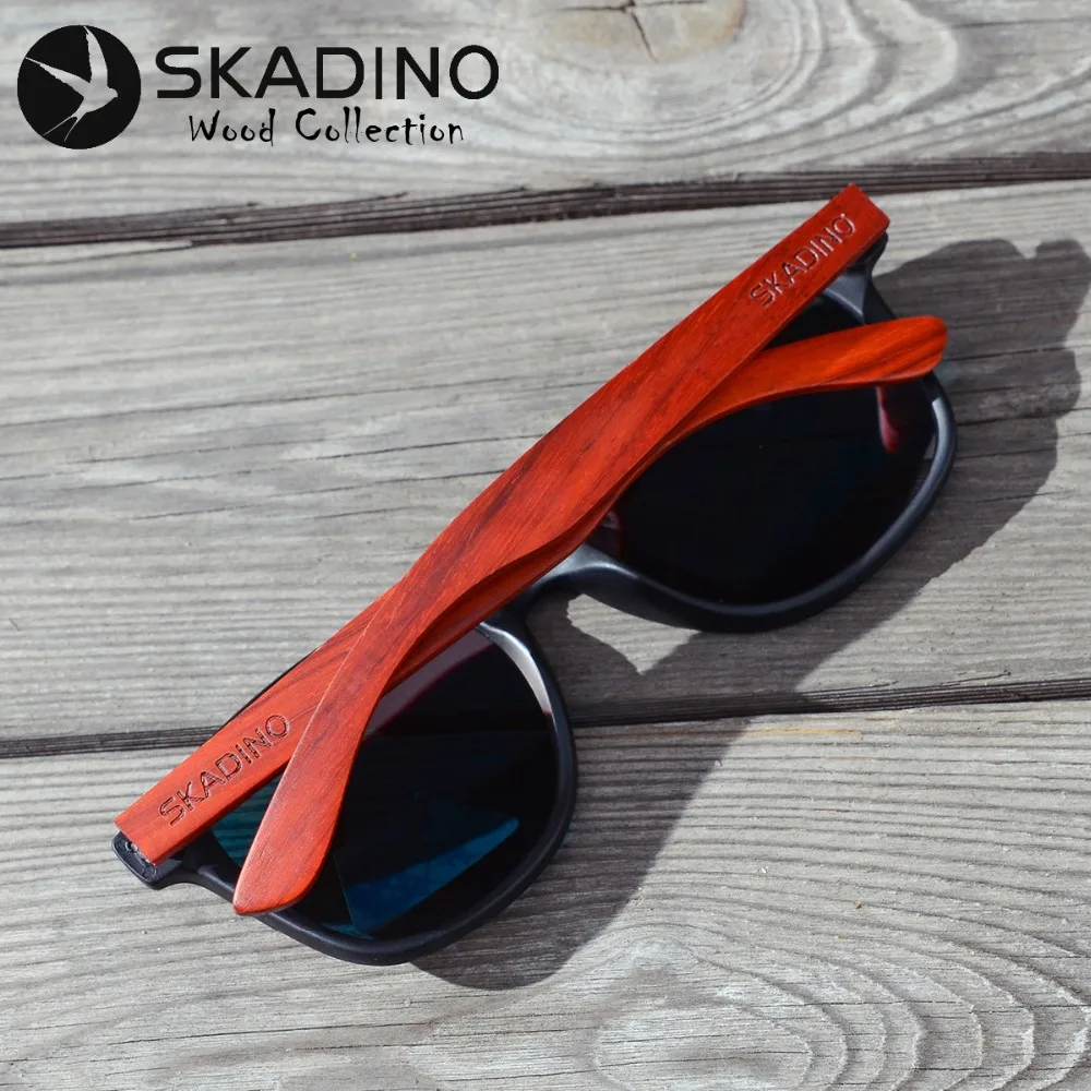 SKADINO UV400 поляризованные красные розовые деревянные солнцезащитные очки модные