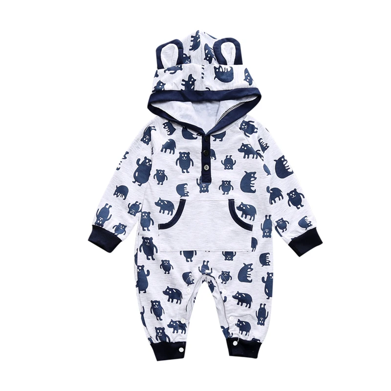 

Spring Cartoon cartoon animal Pattern Hooded Baby Rompers Newborn Clothing Cotton Long Sleeve Jumpsuits Boys Girls Outerwear Cos