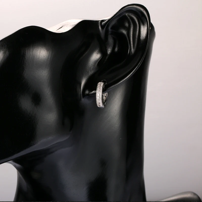 Шикарный обручем маленькие серьги для женщин AAA циркон серебряный цвет brinco в