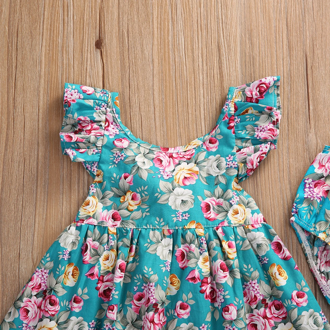 Летнее цветочное платье для маленьких девочек Boutique Kids сарафан трусики одежда |