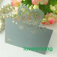 lowest price 50pcs silver color laser cut place cards wedding name cards for wedding party table decoration 7 colors u pick