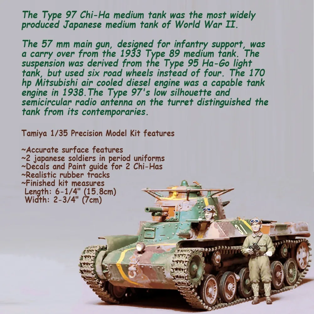 TAMIYA 1/35 type 97 CHI-HA японский средний танк Точная Модель KIT35075 | Игрушки и хобби