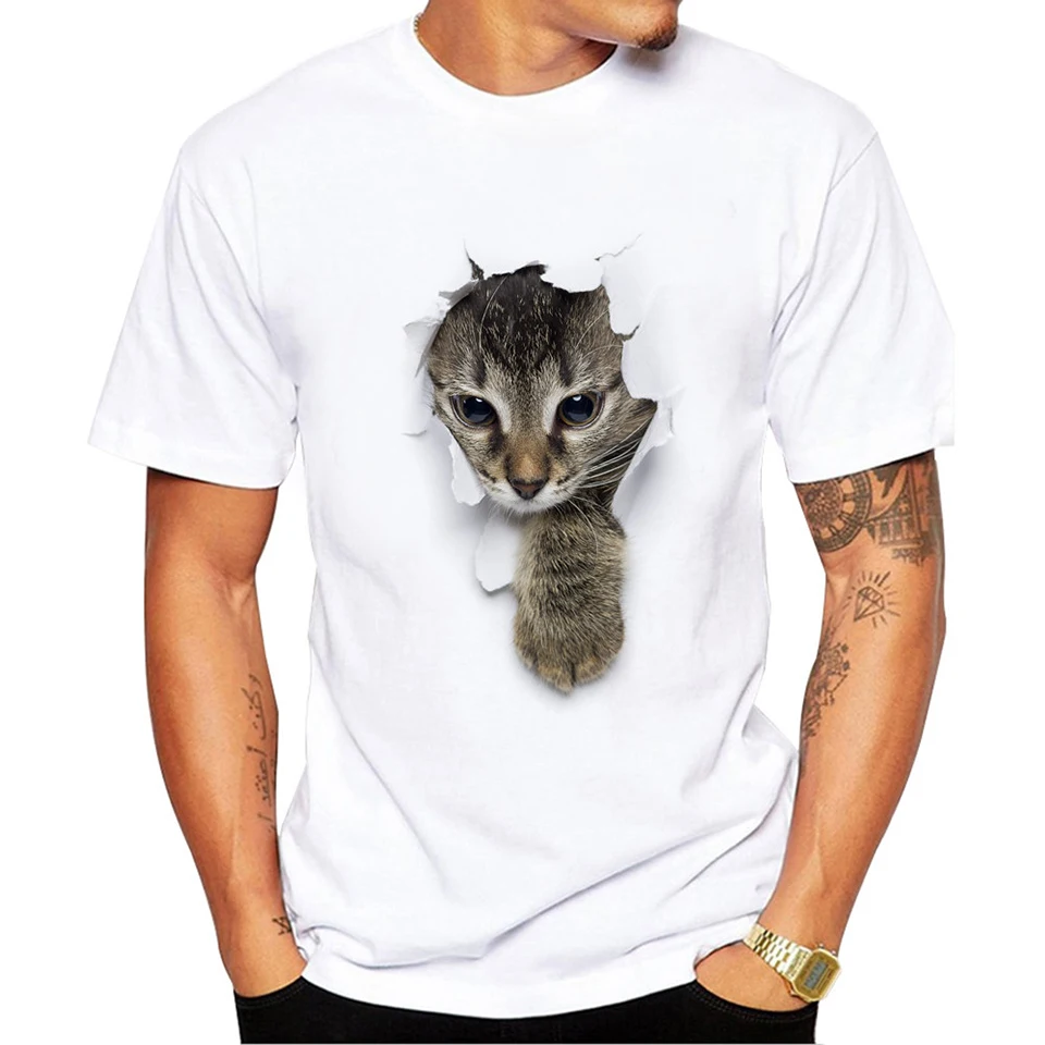 TEEHEART 3D Милый Кот Футболки Женские Летние Топы Тройники Печати животных майка