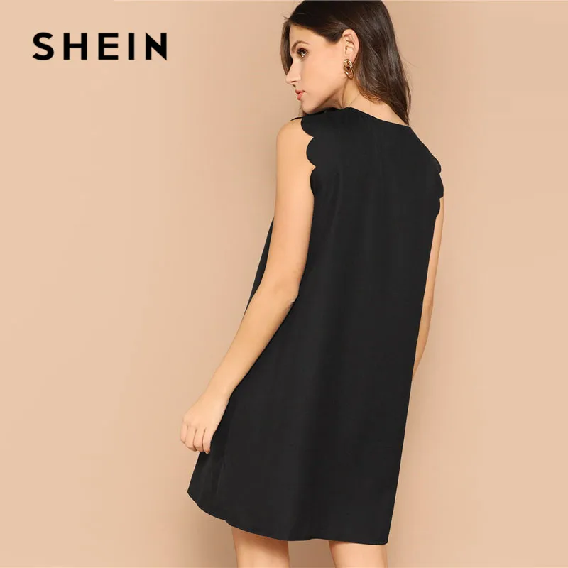 SHEIN женское однотонное ТРАПЕЦИЕВИДНОЕ мини-платье с v-образным вырезом, женская одежда, повседневное свободное летнее платье без рукавов