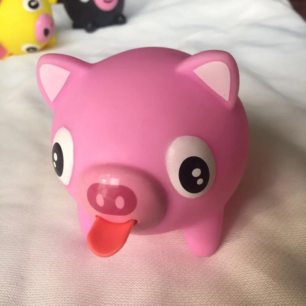 Зажимная игрушка с языком забавная пародия медведя поросенка игрушка милая забавная звуковая игрушка игрушки для снятия стресса животные куклы вентиляционные Детские Игрушки для ванны - Цвет: pink