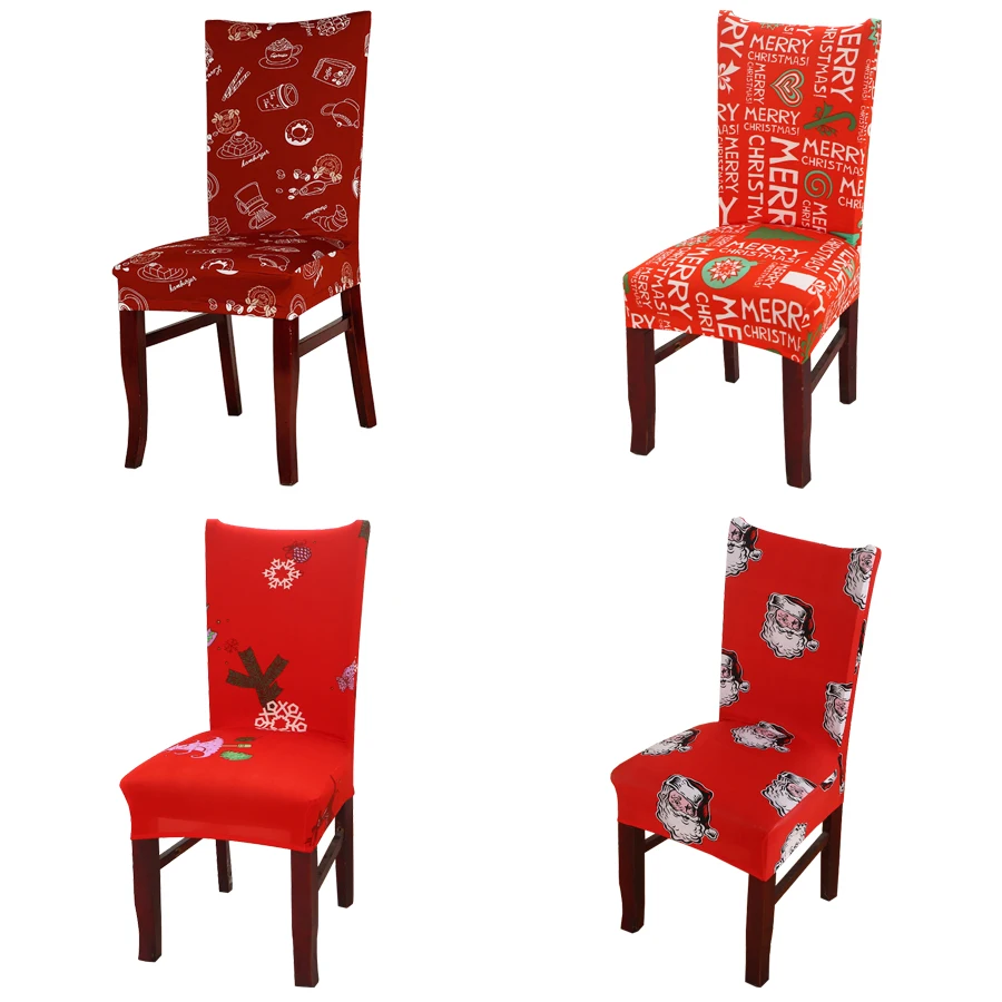 DecorUhome рождественские чехлы для стульев с цветочным рисунком спандекс эластичный
