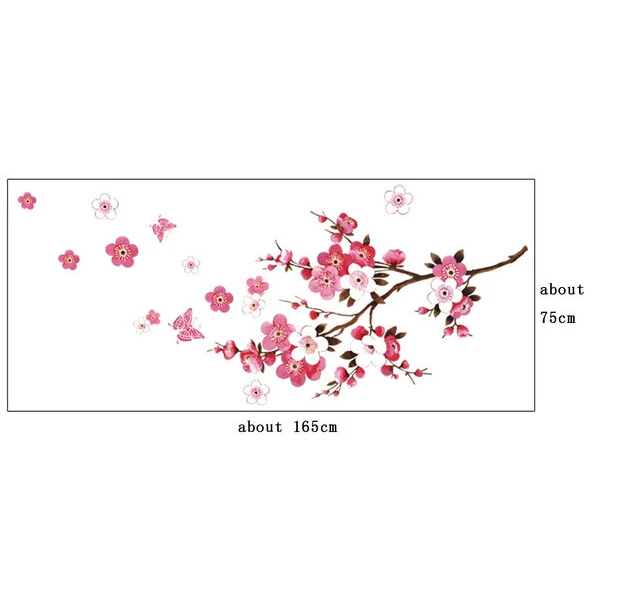 Съемная Настенная Наклейка с цветами персика бабочкой художественная наклейка