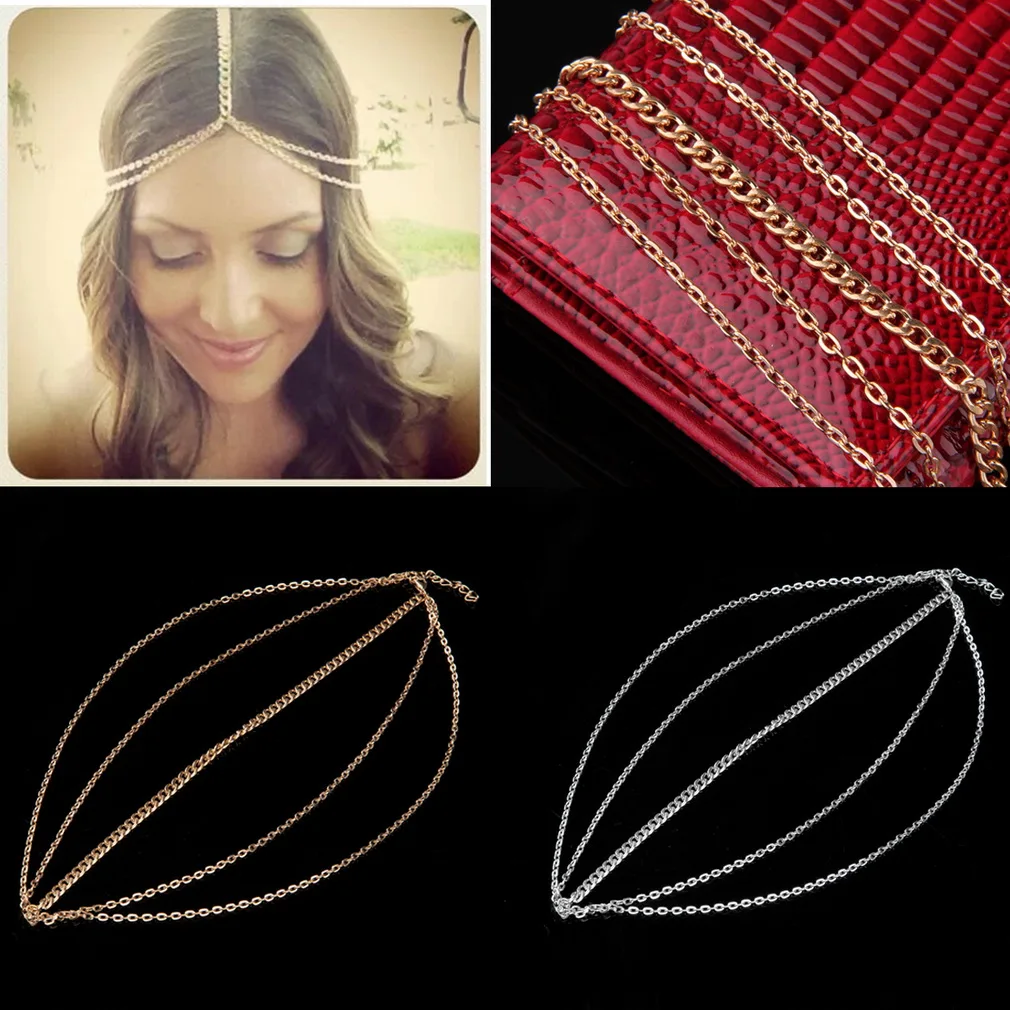 Новая модная позолоченная золотая цепочка для ношения на голове женский