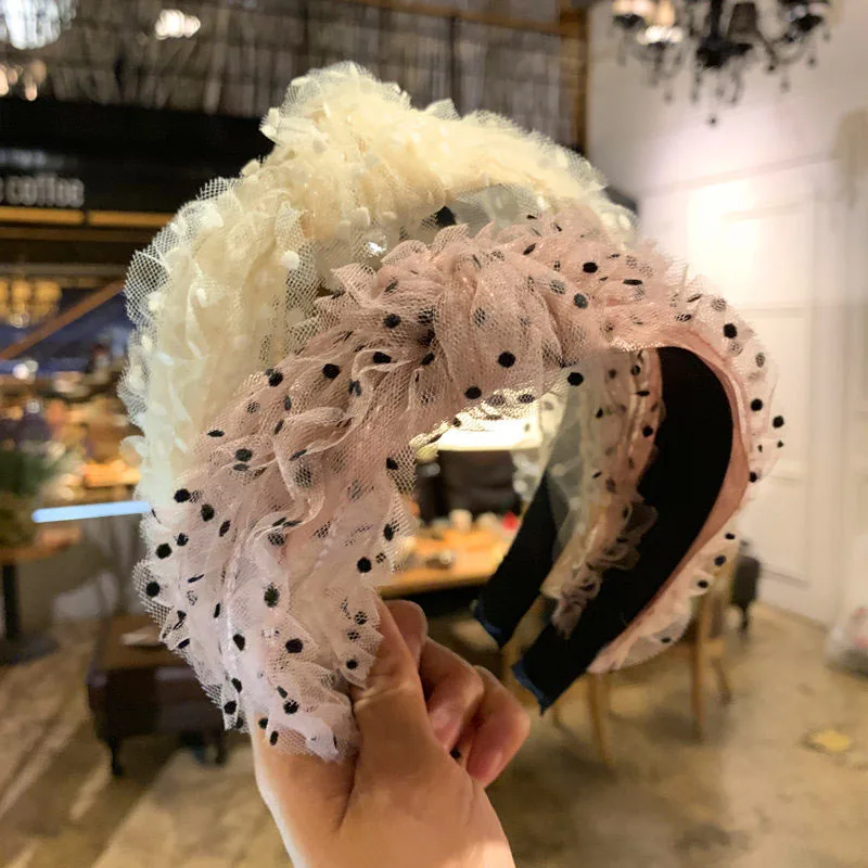 

Vintage Polka Lace Knotted Hairband Knot Headband Hair Accessories Hair Jewelry
