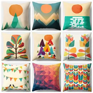 Красочные Солнце Луна горы золотые пики реки геометрический абстрактный узор красочный Ретро чехол для подушки Чехол для дивана подушки