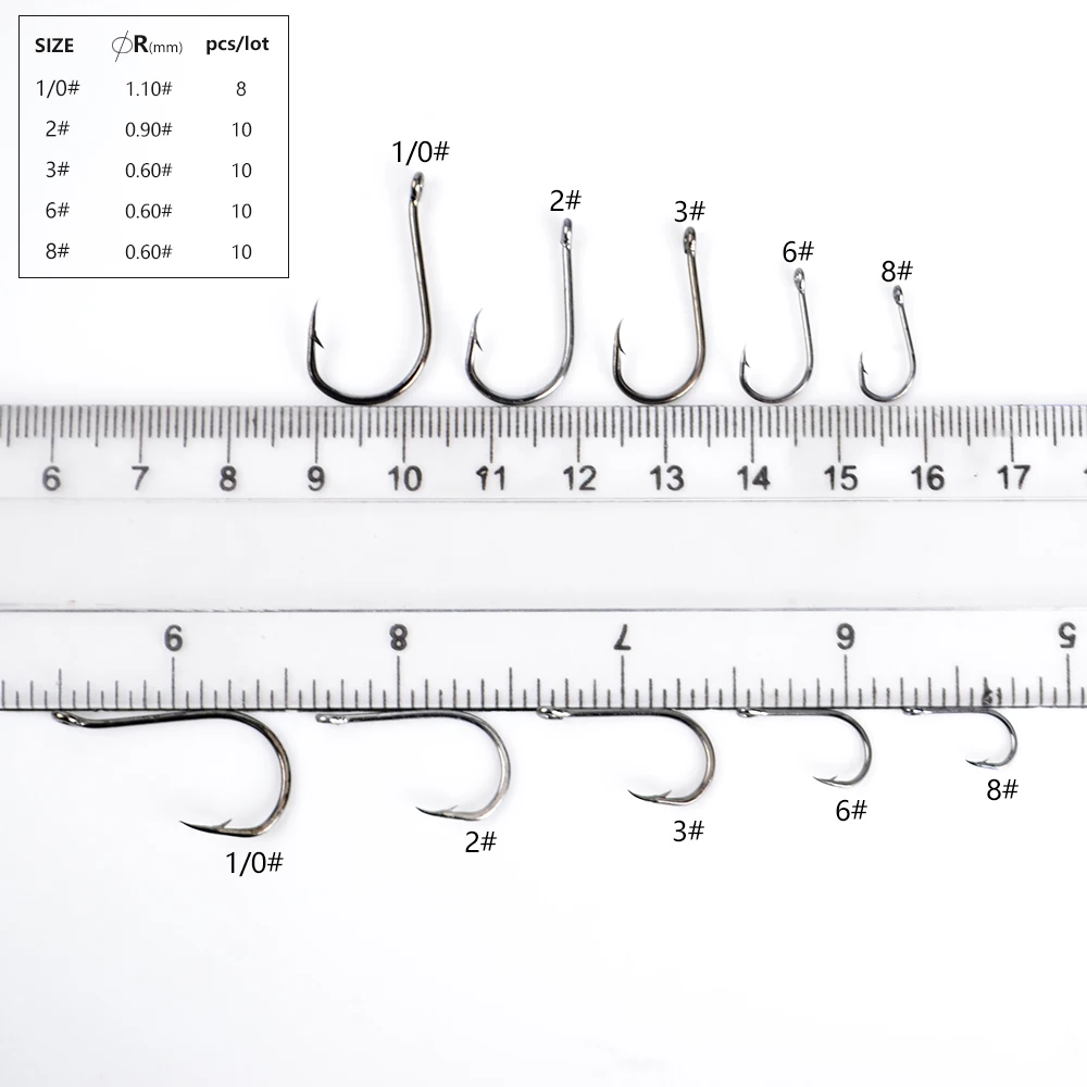 5 упаковок рыболовные крючки из высокоуглеродистой стали 2/0 #-8 # | Спорт и
