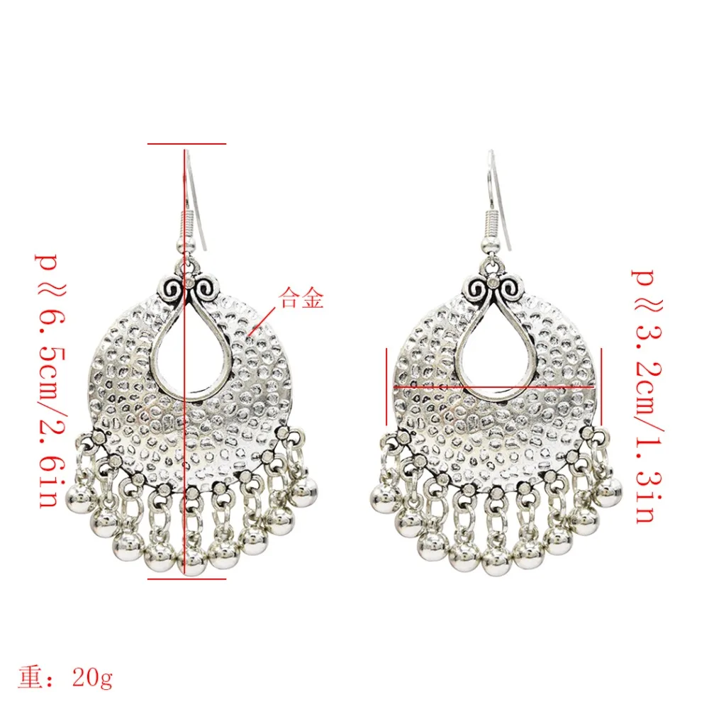 Индийские серьги подвески в стиле хиппи для женщин металлические колокольчики