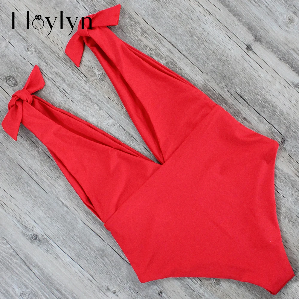 Новый слитный купальник Floylyn с глубоким v образным вырезом пуш ап монокини