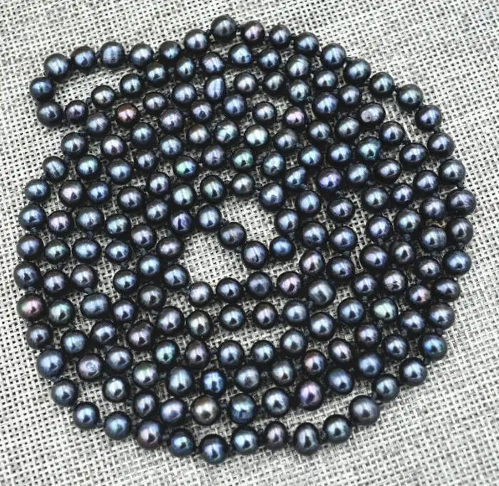 Jewelry Pearl Necklace New 7-8mm Black real akoya Tahiti Cultured 50inch Free Shipping | Украшения и аксессуары