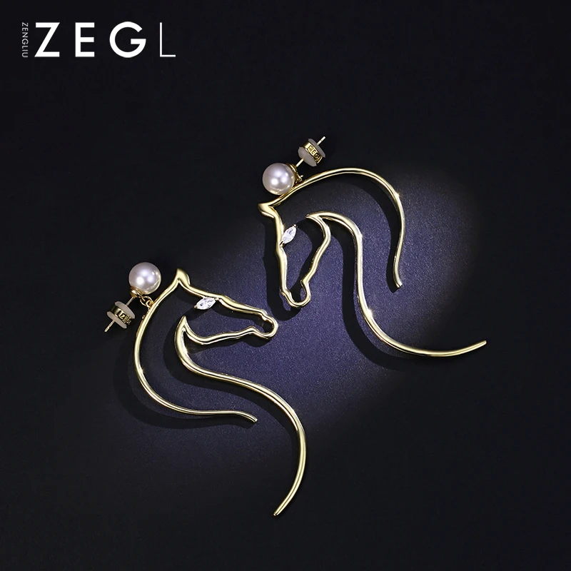 Женские сережки ZEGL длинные серьги с 925 пробы в форме головы