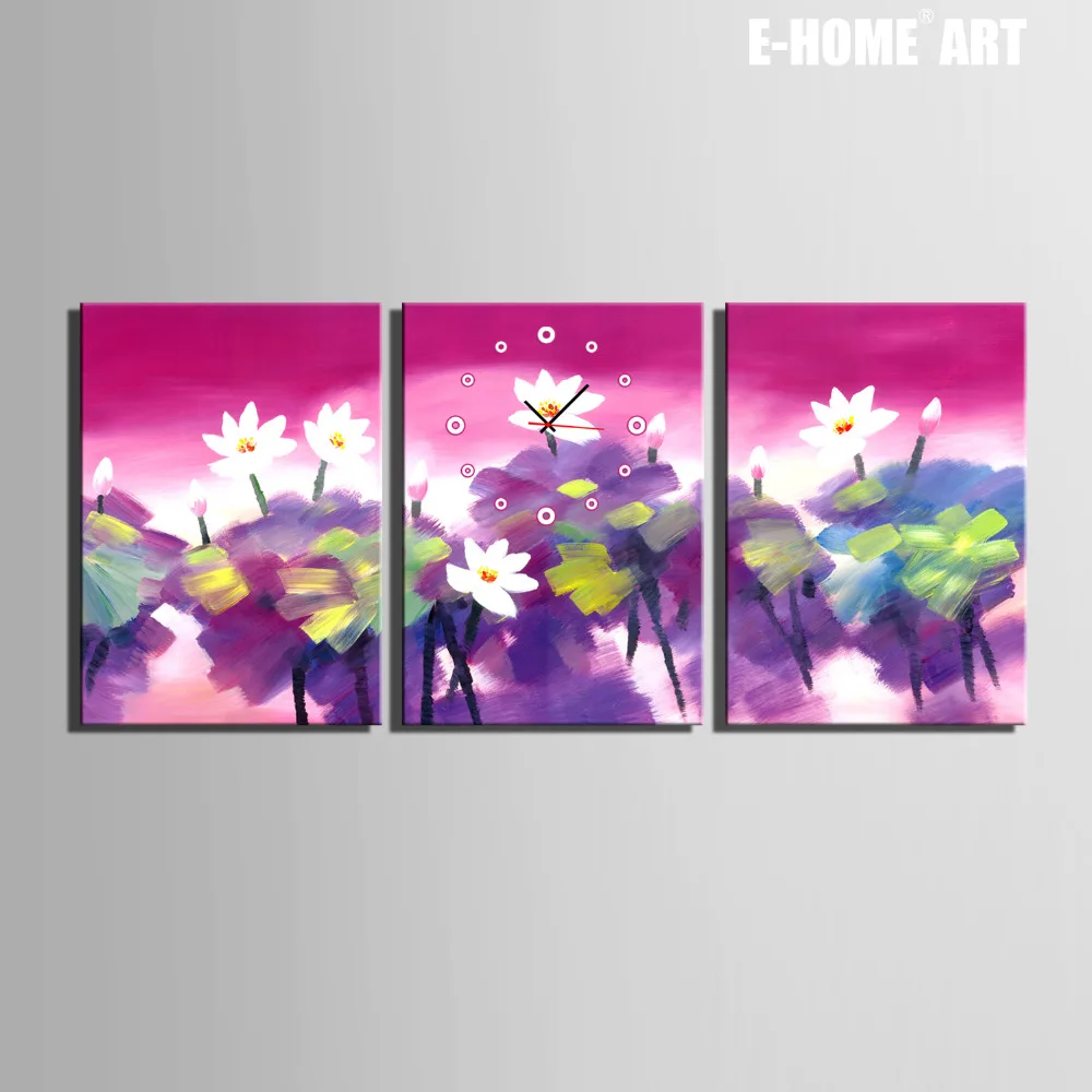 Бесплатная доставка E-HOME яркий полный бассейн часы с лотосом в холсте 3 шт