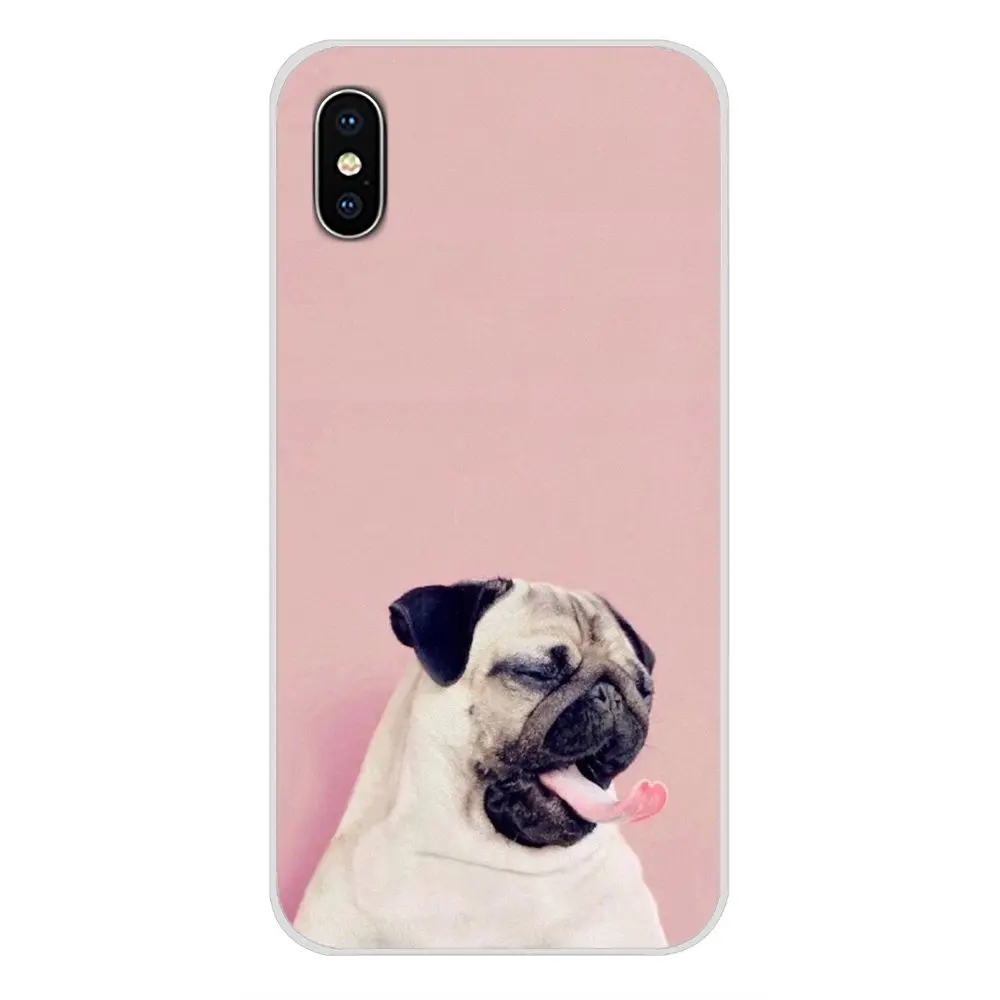 Для Apple iPhone X XR XS MAX 4 4S 5 5S 5C SE 6 6S 7 8 Plus ipod touch прозрачный мягкий чехол милый мопс HD обои
