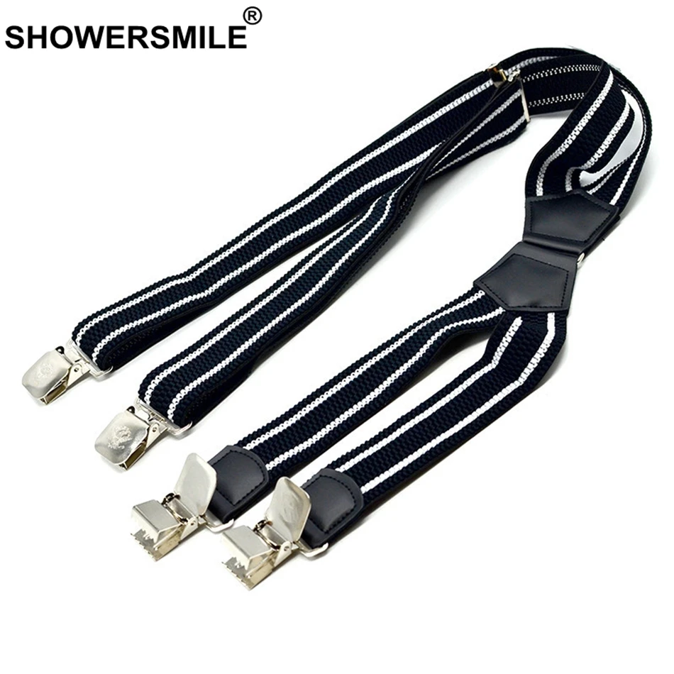SHOWERSMILE, широкие подтяжки, мужские, из кусков, кожа, мужские, s, брючный ремень, X Back, черные подтяжки, ремни, 4 зажимы подвески, мужские, 4 см* 120 см