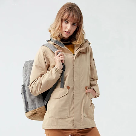 Khaki Новинка, женская зимняя теплая флисовая куртка, 3 в 1, из двух частей, теплая ветровка, для спорта на открытом воздухе, Походов, Кемпинга, катания на лыжах, Брендовые пальто MB131 - Цвет: Khaki