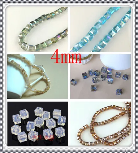 

Hotsale 1000Pcs 4mm small Cube Crystal Glass Beads Square Crystal Loose Spacer Beads For Jewelry Making Cute Bracelet DIY Beads