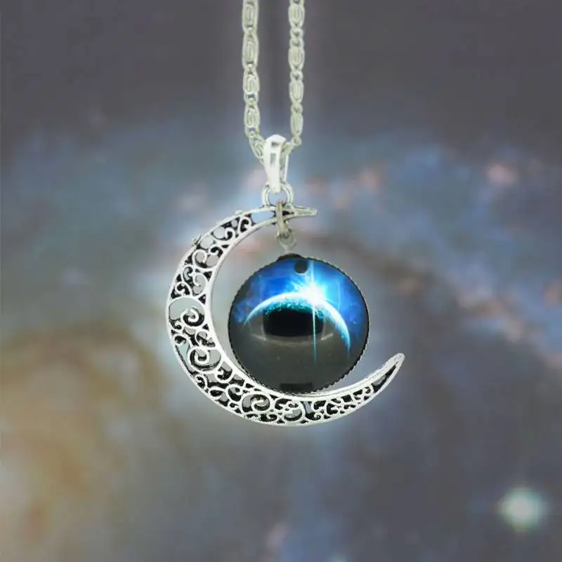 Автомобиль украшения в виде кристаллов Cosmic Star Moon время драгоценный камень кулон Цепочки и ожерелья высокого класса Игристые Свадебные украшения