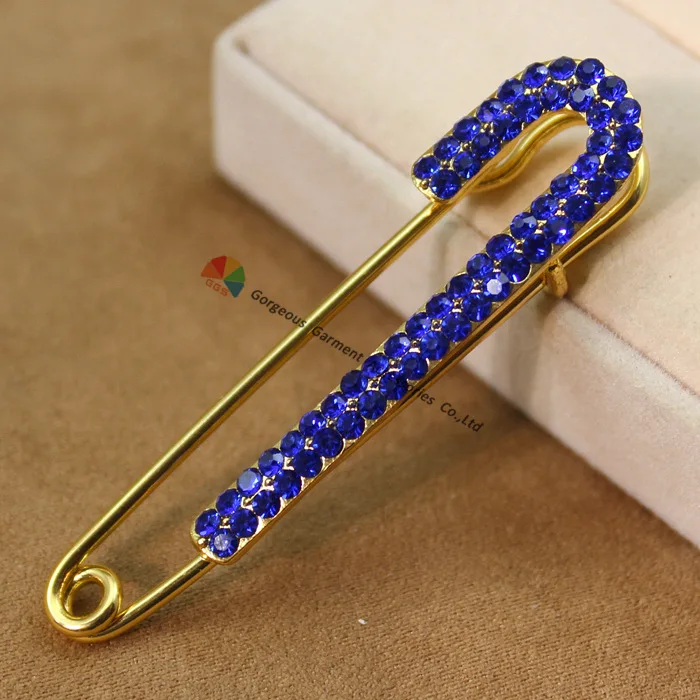 10 шт. опт королевский синий сапфир кристалл стразы безопасные булавки броши для