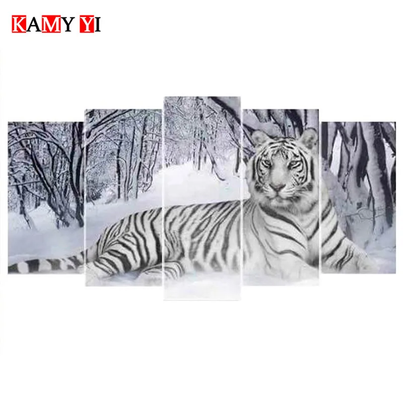 

KAMY YI/5D DIY Diamond Embroidery'White tiger'mural Cross stitch Diamonds Mosaic Home Decoration Diamond Painting LXJ