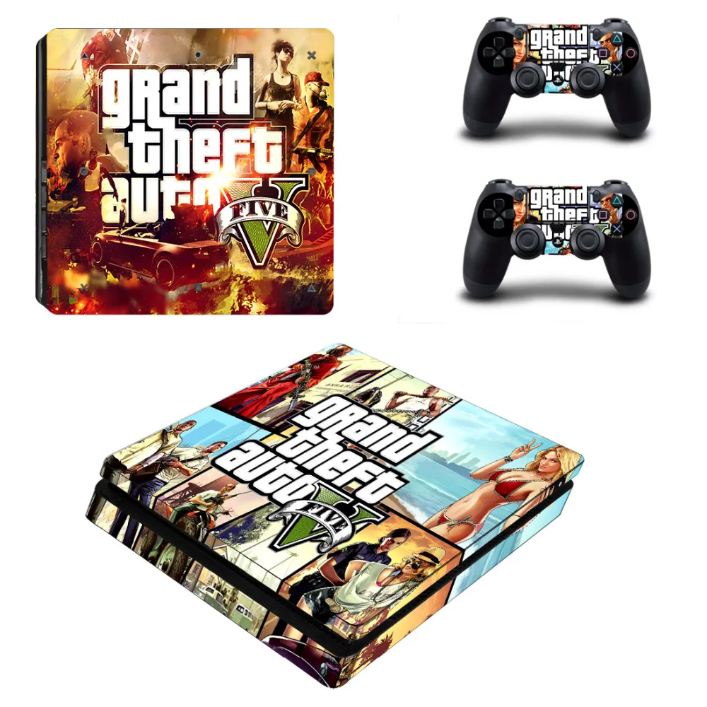 Grand Theft Auto V GTA 5 PS4 Slim Skin Sticker Decal for Sony PlayStation 4 Console and 2 Controller Vinyl | Электроника