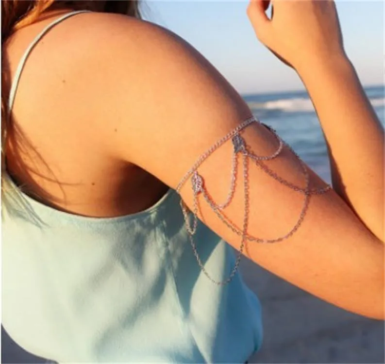 Женская Бронзовая цепочка на руку женский браслет верхнюю сексуальные цепочки с
