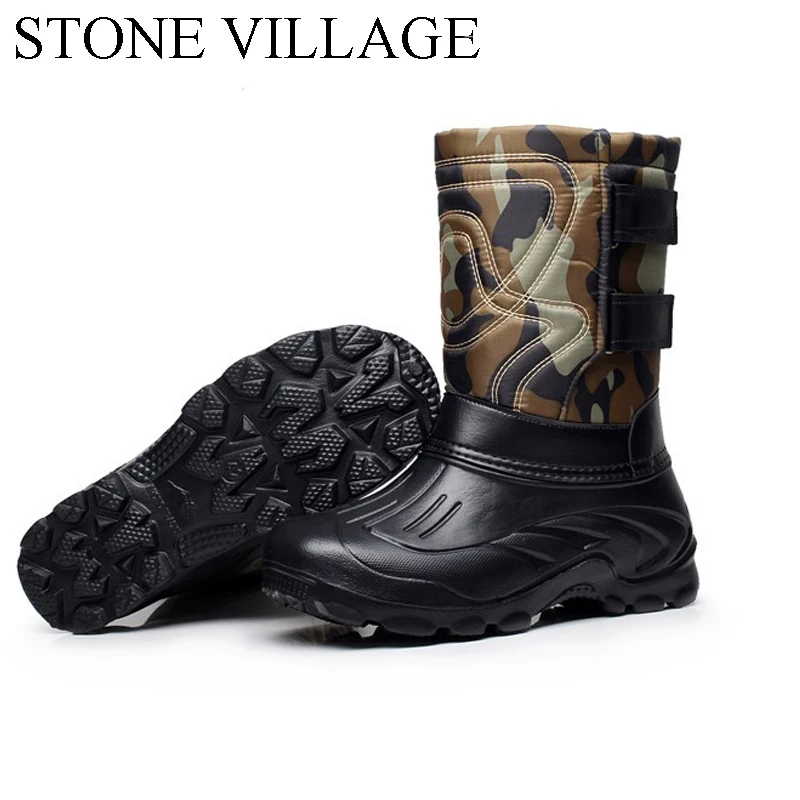 На толстой нескользящей подошве Водонепроницаемые зимние ботинки плюс