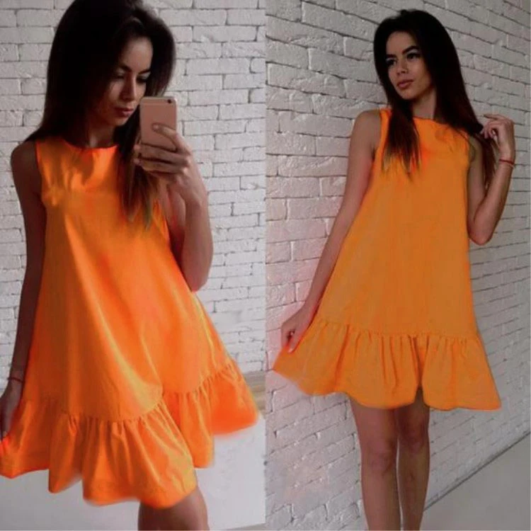 Модное женское сексуальное летнее пляжное платье без рукавов повседневные