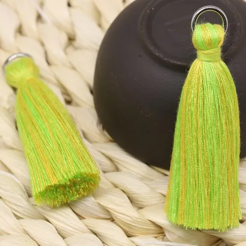 Fruit Green Yellow Смешанный хлопок бахрома 5,5 см Красочные кисточки Богемия Ювелирные изделия Поиск DIY браслет ожерелье изготовление принадлежности аксессуары 10 шт - Цвет: Fruit Green Yellow