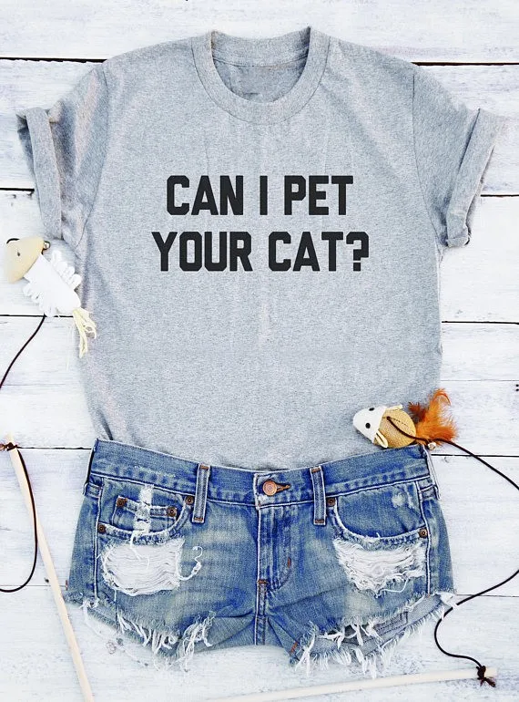 Модная футболка с надписью I PET YOUR CAT забавная tumblr Подростковый подарок для