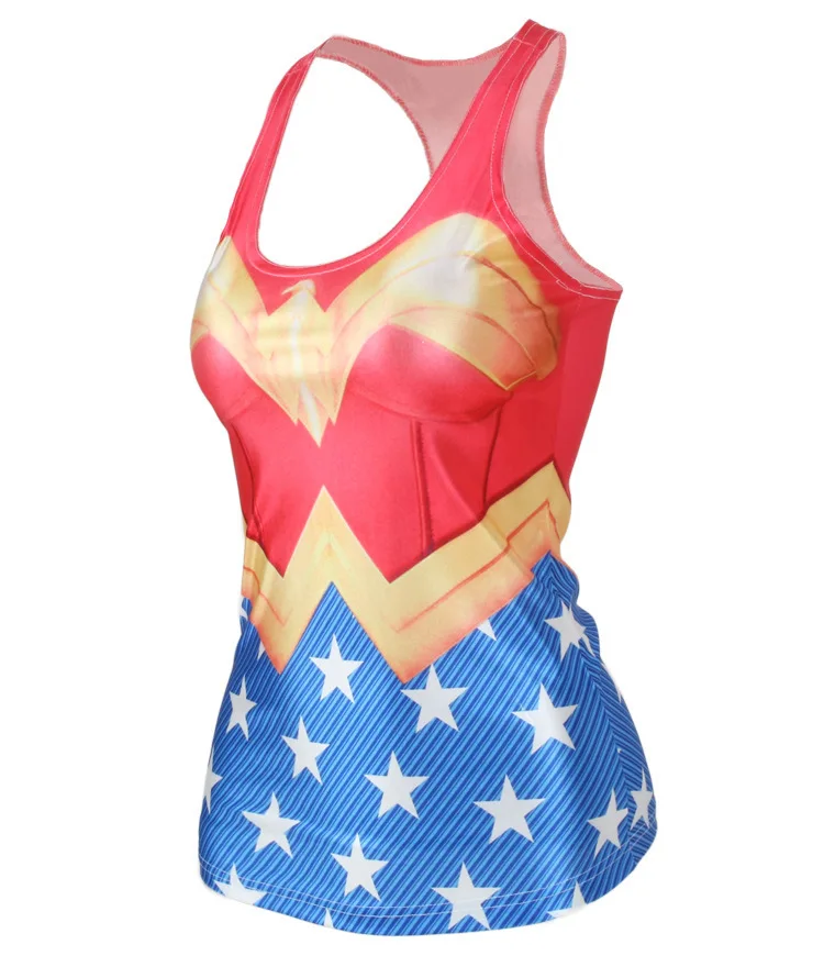 Womens Printed Tees Blouses Tops Vest Gothic Tank Wonder Woman Costume | Женская одежда