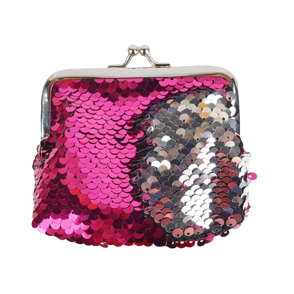 hot pink Мини-кошелек, кошелек с пайетками и русалочкой для девочек, мини-кошелек, маленькая сумочка - Цвет: hot pink