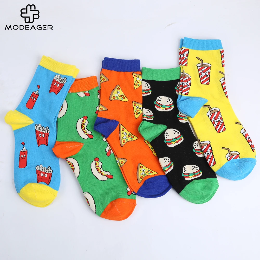 Женские носки Modeager мягкие хлопковые с героями мультфильмов картофелем фри