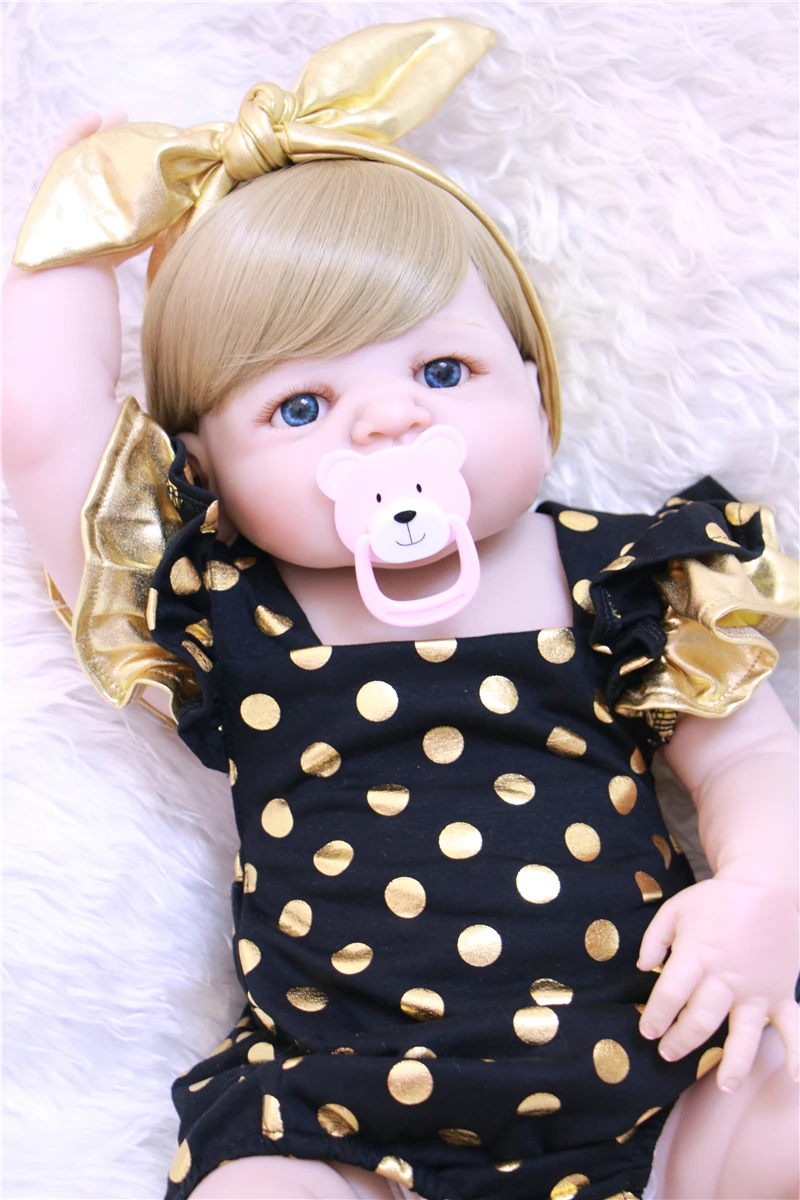 Bebe полное тело силиконовые reborn Детские куклы для продажи 2" 55 см Новорожденные девушки светлые волосы синие/коричневые глаза кукла для ребенка подарок bonecas