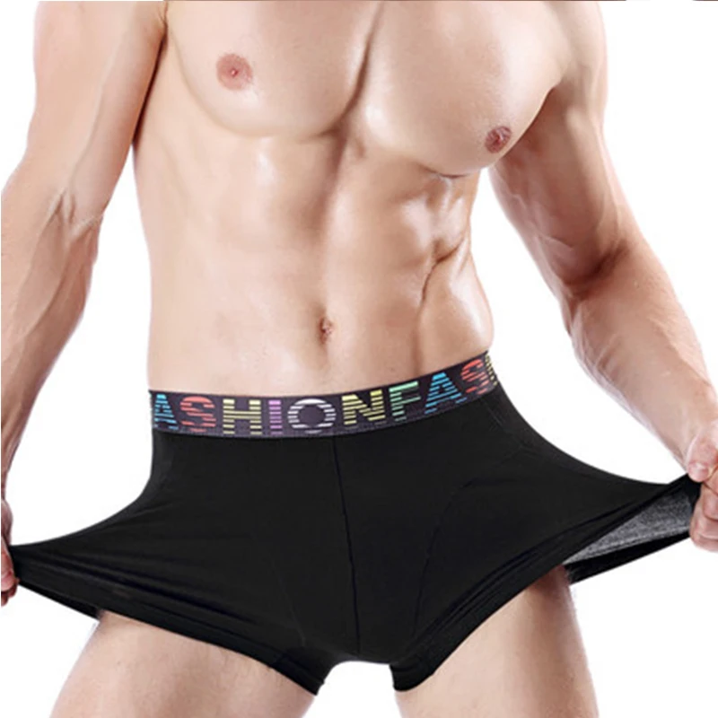 Men's Cotton U convex Boxer Shorts Tide Men Breathable Elastic Boxers Print Letter Male Underwears Fashion | Мужская одежда