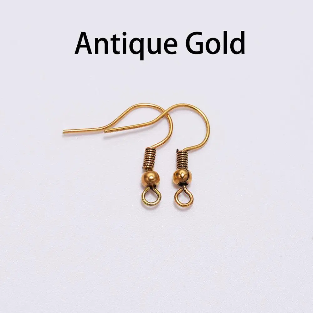 Antique Gold 100pcs/lot 20*17mm 10 Color Iron Bead Charms Earring Wires With Ear Hook Earrings Clasp Findings Supplies For Jewelry Making DIY - Цвет: Antique Gold