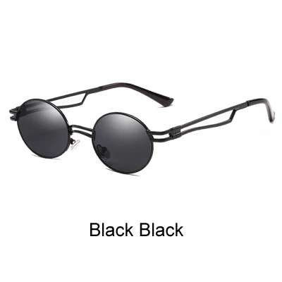Black Black Ralferty Винтажные Солнцезащитные очки для женщин и мужчин круглые металлические солнцезащитные очки женские мужские солнцезащитные очки в стиле хип-хоп ретро круглые оттенки черные Oculo X9101 - Цвет линз: Black Black