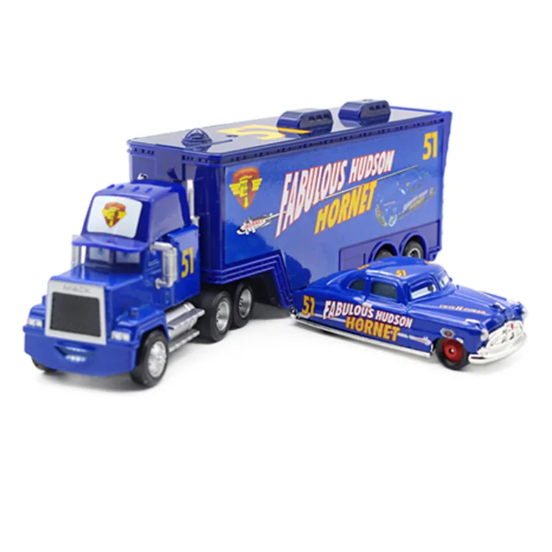 Автомобили disney Pixar 21 стиль Mack Truck+ маленький автомобиль McQueen 1:55 литой под давлением металлический сплав и пластик Модель автомобиля игрушки подарки для детей - Цвет: No 51 (2pcs lot)