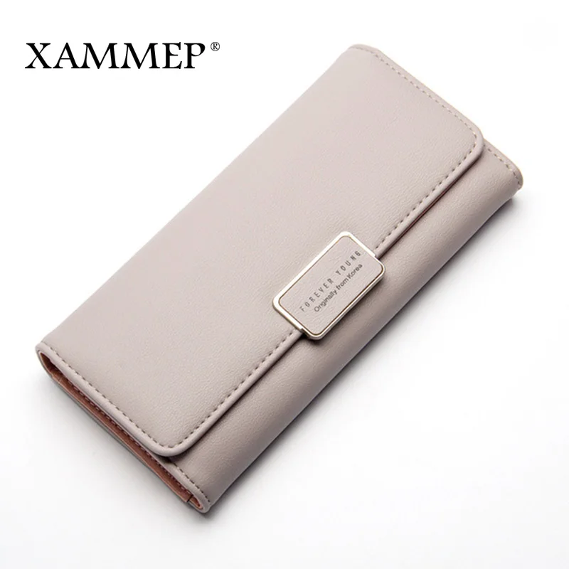Brown Женские кошельки длинный кошелек держатель для карт для женщин классический карман для монет Чехол для телефона женские сумки карман для телефона из искусственной кожи Xammep - Цвет: Brown