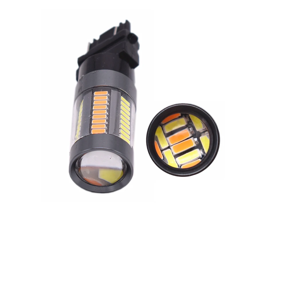 2 шт T25 3157 4014 66 SMD светодио дный Белый/янтарный горки указатели поворота стояночный тормоз фары автомобиля укладки двойной Цвет