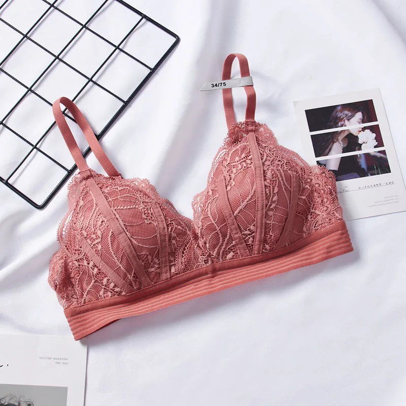 Внутренний розовый сексуальный бюстгальтер пуш-ап женские кружевные