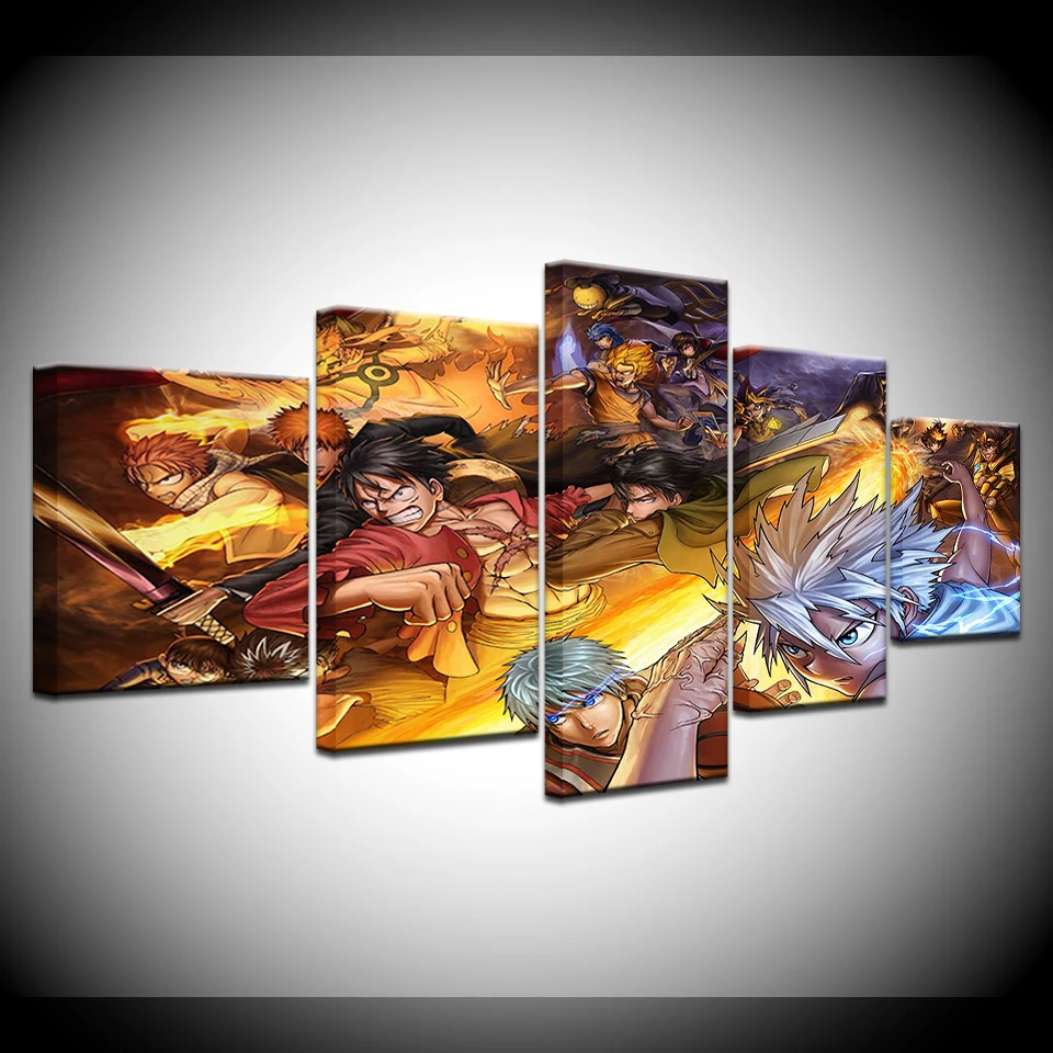 Modern HD Painting Wall Art Modular Poster 5 Panel Animal Wolf Printed Canvas Living Room Pictures Home Decoration Framework | Дом и сад